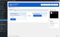 Page screenshot: Everest Backup → Migration / Clone