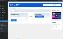 Page screenshot: Everest Backup → Migration / Clone