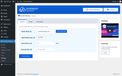 Page screenshot: Everest Backup → Settings