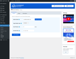 Page screenshot: Everest Backup → Settings