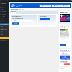 Page screenshot: Everest Backup → Migration / Clone