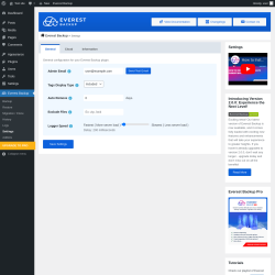 Page screenshot: Everest Backup → Settings