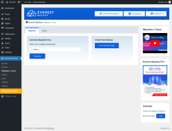 Page screenshot: Everest Backup → Migration / Clone