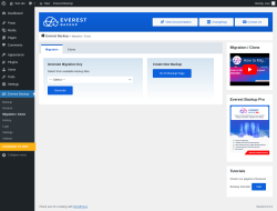 Page screenshot: Everest Backup → Migration / Clone