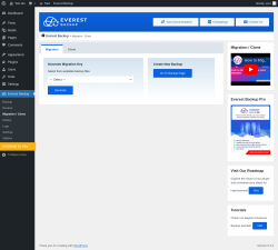 Page screenshot: Everest Backup → Migration / Clone