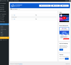 Page screenshot: Everest Backup → Logs