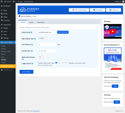 Page screenshot: Everest Backup → Settings