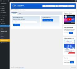 Page screenshot: Everest Backup → Migration / Clone