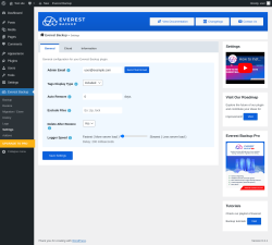 Page screenshot: Everest Backup → Settings