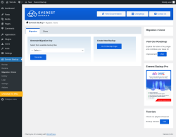 Page screenshot: Everest Backup → Migration / Clone