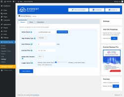 Page screenshot: Everest Backup → Settings