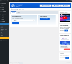 Page screenshot: Everest Backup → Migration / Clone