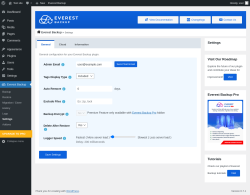 Page screenshot: Everest Backup → Settings