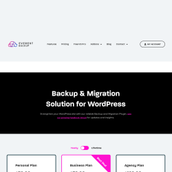 Page screenshot: Everest Backup →  → UPGRADE TO PRO