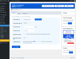 Page screenshot: Everest Backup → Settings