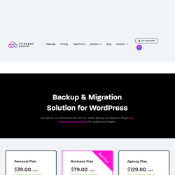 Page screenshot: Everest Backup →  → UPGRADE TO PRO
