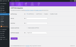 Page screenshot: Everest Forms &rarr; Settings &rarr; CAPTCHA