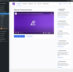 Page screenshot: Everest Forms Dashboard &lsaquo; Test site &mdash; WordPress