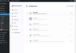 Page screenshot: Everest Forms → Settings → 
									
								
  

									
									
										
									Integration										
										
											
										
									
								