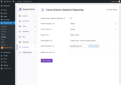 Page screenshot: Everest Forms → Settings → 
									
								
  

									
									
										
									Reporting										
										
											
										
									
								