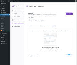 Page screenshot: Everest Forms → Tools → 
							
								
  
  

							
							
								
									Roles and Permission								
								
									
								
							
						
