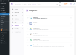 Page screenshot: Everest Forms &rarr; Settings &rarr; 
											
												
  

											
											
												Integration
												
													
												
											
										