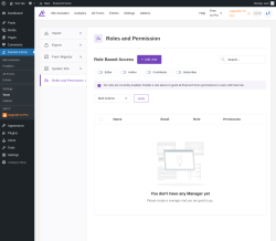Page screenshot: Everest Forms &rarr; Tools &rarr; 
							
								
  
  

							
							
								
									Roles and Permission								
								
									
								
							
						