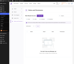Page screenshot: Everest Forms &rarr; Tools &rarr; 
							
								
  
  

							
							
								
									Roles and Permission								
								
									
								
							
						