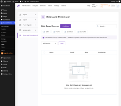 Page screenshot: Everest Forms &rarr; Tools &rarr; 
							
								
  
  

							
							
								
									Roles and Permission								
								
									
								
							
						