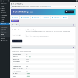 Page screenshot: ExploreXR &rarr; Settings