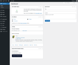 Page screenshot: Dashboard &lsaquo; Test site &mdash; WordPress