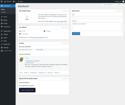 Page screenshot: Dashboard &lsaquo; Test site &mdash; WordPress
