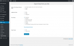 Page screenshot: Settings  &rarr; Export All URLs