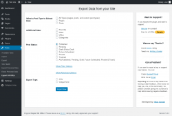 Page screenshot: Export All URLs &lsaquo; Test site &mdash; WordPress