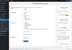 Page screenshot: Export All URLs &lsaquo; Test site &mdash; WordPress