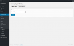 Page screenshot: Appearance &rarr; Export/Import Menus