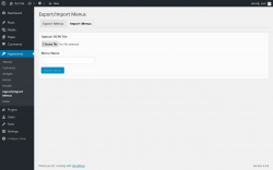 Page screenshot: Appearance &rarr; Export/Import Menus &rarr; Import Menus