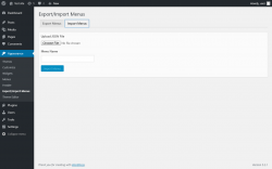 Page screenshot: Appearance &rarr; Export/Import Menus &rarr; Import Menus