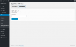Page screenshot: Appearance &rarr; Export/Import Menus &rarr; Import Menus