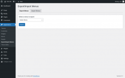 Page screenshot: Appearance &rarr; Export/Import Menus
