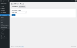 Page screenshot: Appearance &rarr; Export/Import Menus