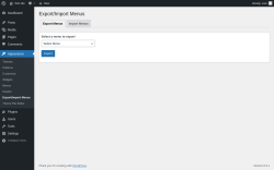 Page screenshot: Appearance &rarr; Export/Import Menus