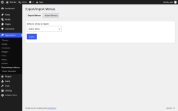 Page screenshot: Appearance &rarr; Export/Import Menus
