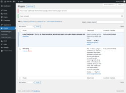 Page screenshot: Plugins ‹ Test site — WordPress