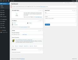 Page screenshot: Dashboard &lsaquo; Test site &mdash; WordPress