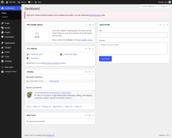 Page screenshot: Dashboard &lsaquo; Test site &mdash; WordPress