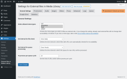 Page screenshot: Settings → External files in Medias Library