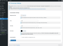Page screenshot: Settings → Horoscope Settings