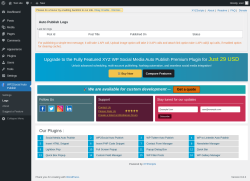 Page screenshot: WP2Social Auto Publish → Logs