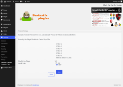 Page screenshot: Settings &rarr; Fantastic Content Protector Free